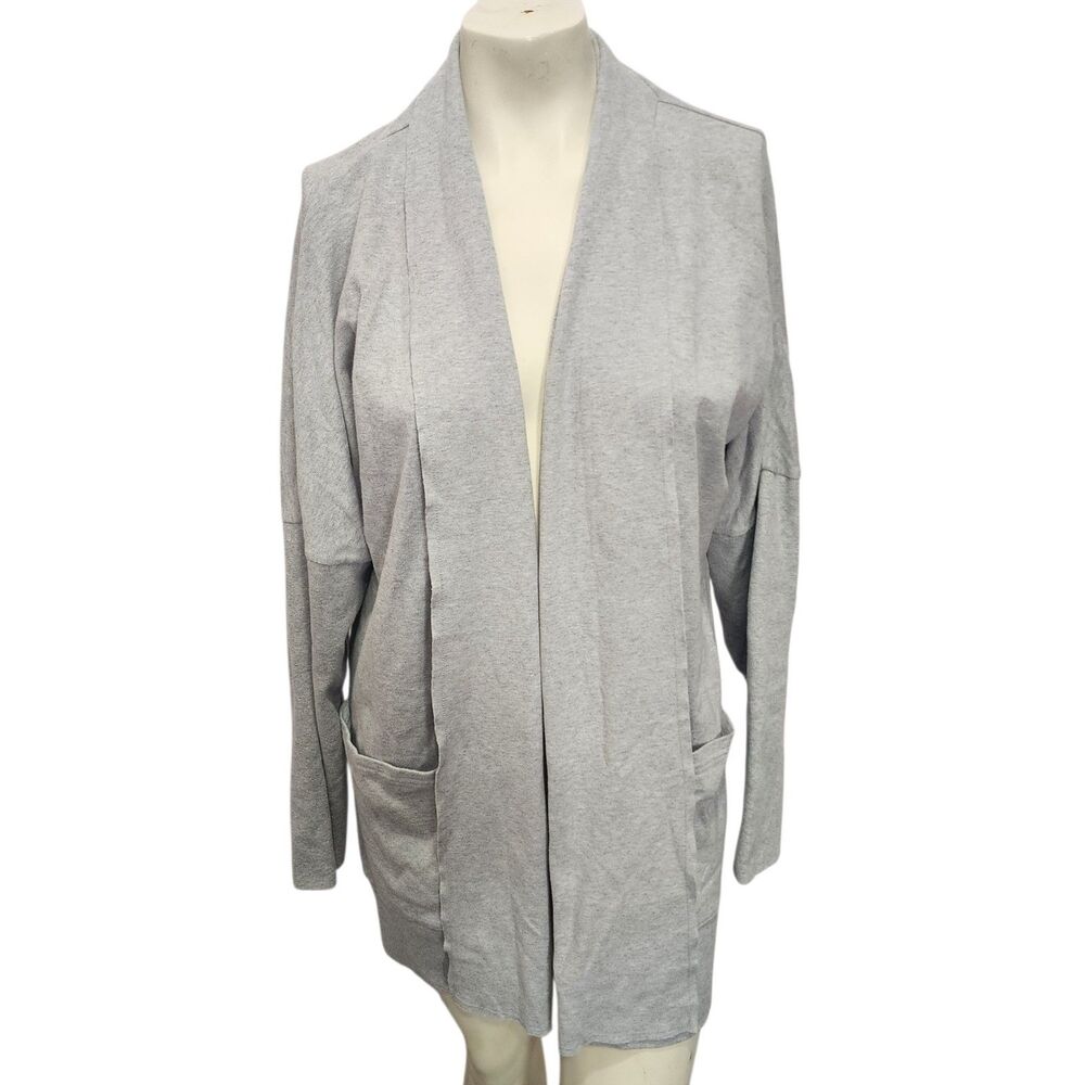 Pact Organic Cotton Gray Open Front Cardigan Women M/L Long Sleeve Casual